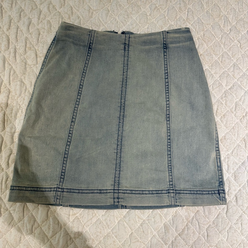 Free People light-washed denim mini skirt